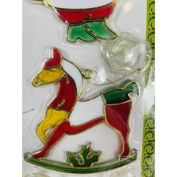 Vintage Christmas Suncatcher Resin Snowman Train Lantern Set of 3 New Old Stock - Picture 3 of 9